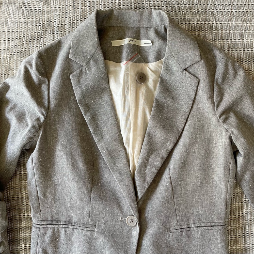 Gibson Light Gray Tailored Linen-Blend Blazer